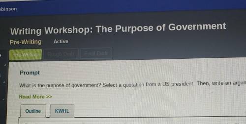 Writing Workshop: The Purpose of Government: prewriting segment