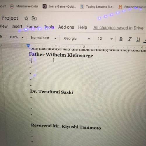 Características de Hiroshima father wilhelm kleinsorge, dr Terafumi Saski, reverend mr Kiyoshi Tanim