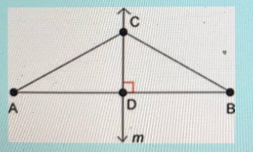 If D is the midpoint of segment AB, explain using transformations why AC=BC.