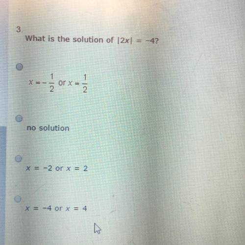 What is the solution of |2x| = -4?