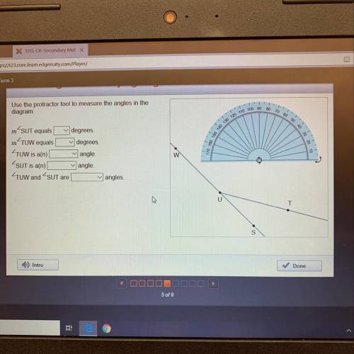 Use the protractor tool to measure the angles in the diagram
