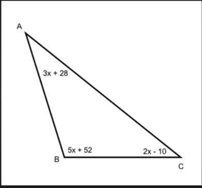 Please hurry, this is the last question and I'm off for the day.Triangle ABC has angle measures as s