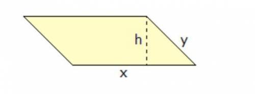 If x = 8 units, y = 4 units, and h = 3 units, then what is the area of the parallelogram shown above
