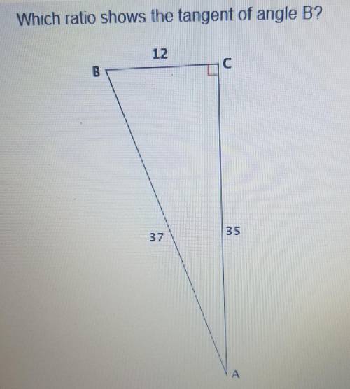 What ratio shows the tangent of angle B?