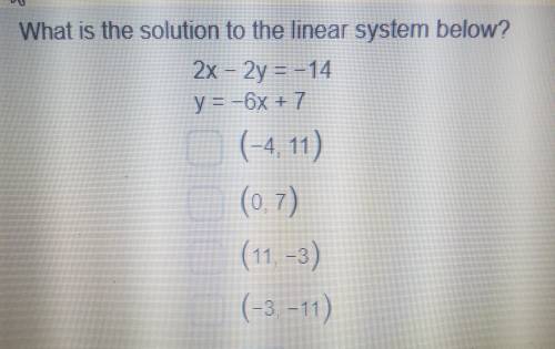 What is solution to linear system below?