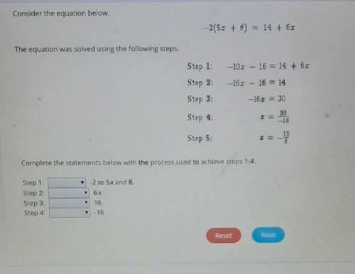 Solving advanced linear equations : mastery test select the correct answer from each drop down menu