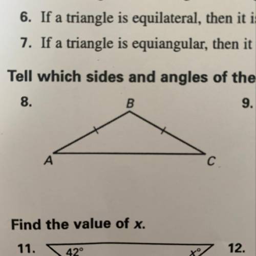 Which sides and angles of the triangle are congruent