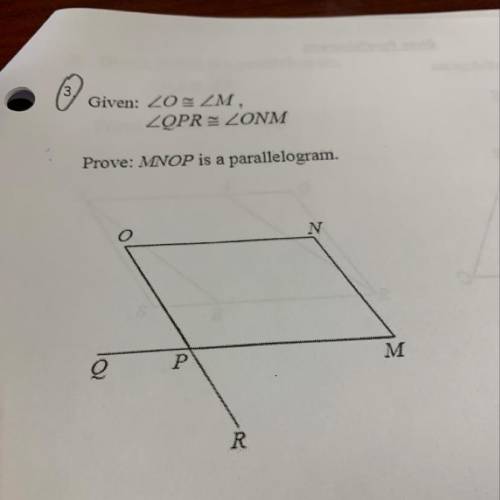Prove MNOP is a parallelogram