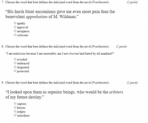 Can someone help with my English questions? :) Thanks! It's about Frankenstein!.