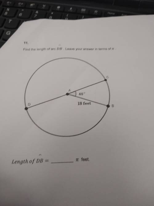 Find the length arc of DB. Leave your answer in terms of pi.