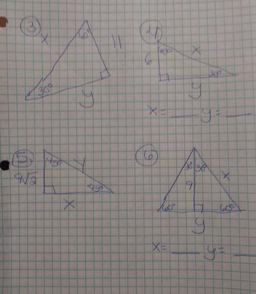 Find x and y part 4 for these problems