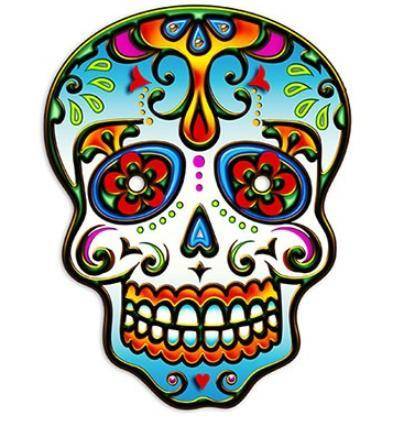 Examine the image below. What game featured characters like this that were based on the sugar skulls