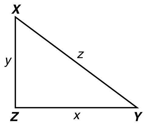 In Triangle XYZ below, x2+y2=z2. Clarice wants to prove that Triangle XYZ is a right triangle. The s