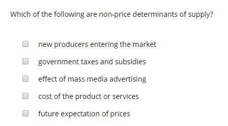Which of the following are non-price determinants of supply?