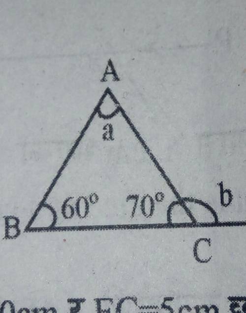 In the given figure, find the value of a and b.
