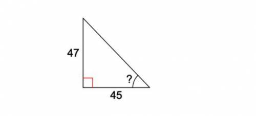 Find the missing measure indicated in the given triangle. A) 44 degrees  B) 17 degrees  C) 46 degree