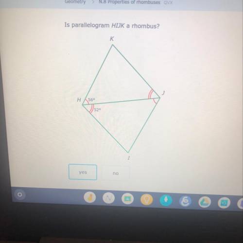 Is parallelogram HIJK a rhombus?