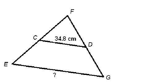 Segment CD is a midsegment of triangle EFG. What is the length of segment EG? A. 16.9 cm B. 34.8 cm
