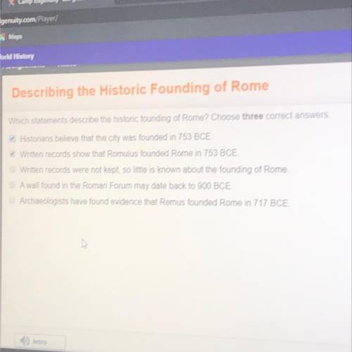 Which statements describe the historic founding of Rome? Choose three correct answers.