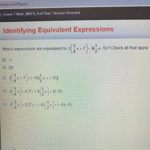 Which expressions are equivalent to 2 x +7]-345-x-5)? Check all that apply.