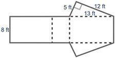 Use a net to find the surface area of the right triangular prism shown below: 88 square feet 232 squ