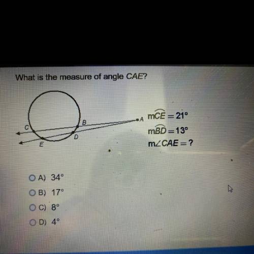 What is the measure of the angle CAE?