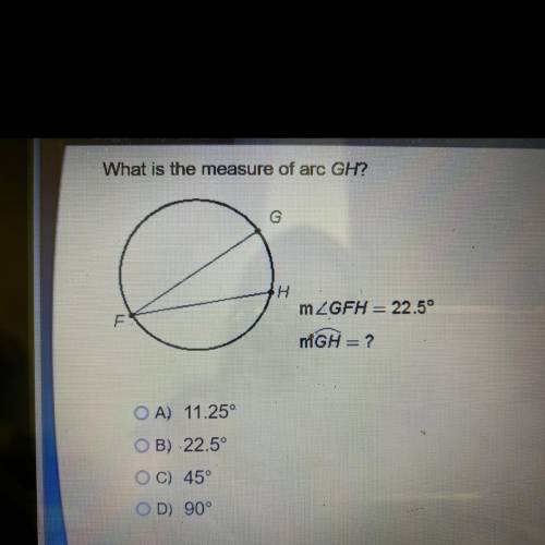 What is the measure of arc GH??