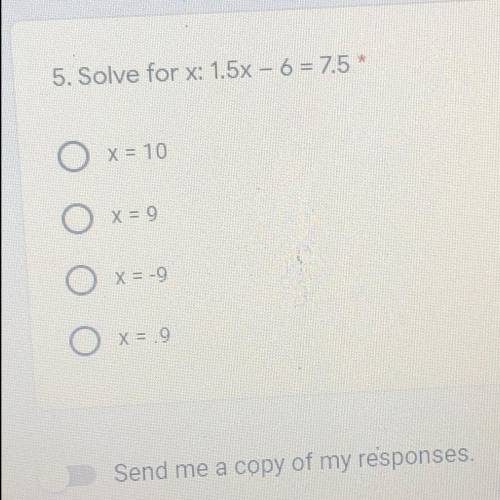 What is x? 1.5x - 6 = 7.5