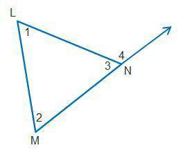 Which angles are remote interior angles?  1 and 2 2 and 3 3 and 4 1 and 4