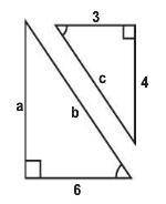 Stiind ca triunghiurile sunt asemenea si c= 5 calculati lungimea laturilor indicate  a=? b=? c=?