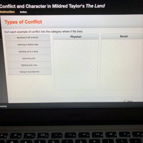 Sort each example of conflict physical or social category
