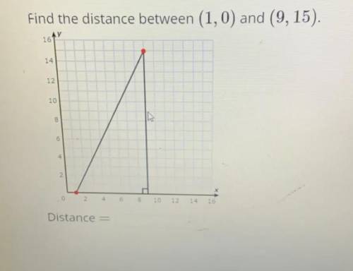 What is the distance between ( 1,0) and ( 9,15)