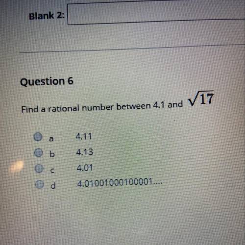 FIND A RATIONAL NUMBER BETWEEN 4.1 and square root of 17 ! Help ASAP !