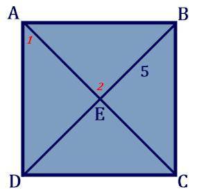 1. Find the angles that are indicated (1 and 2) 2. What is true about Triangle AED? * 1 point It is