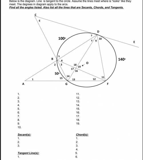 I really need help with this ASAP it says Below is the diagram. Line (blank) is tangent to the circl