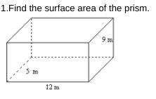 1.Find the surface area of the prism. HELP ASAP PLZ
