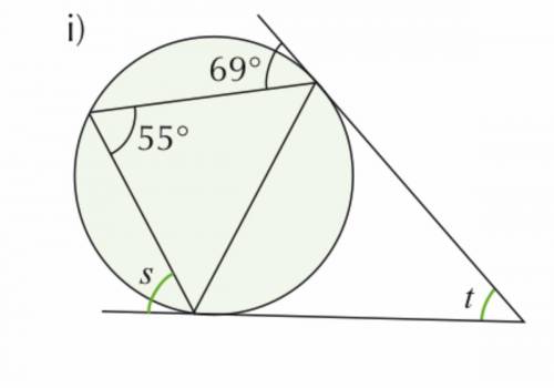 How do you find angles s and t