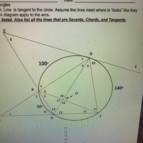Please help... What are the angle measurements for angles 1, 6 , 13 , 18, & 19?