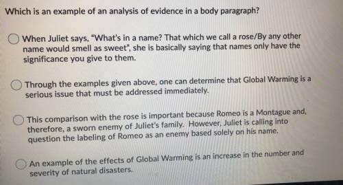 Which is an example of an analysis of evidence in a body paragraph?