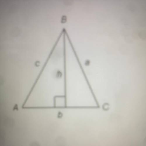 Which pair of equations below is a result of constructing the altitude, h, in triangle ABC?