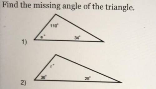 Find the missing angle of the triangle.