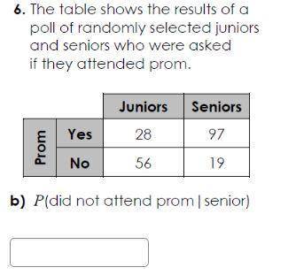 The table shows the result of a poll of randomly selected juniors and seniors who were asked if they