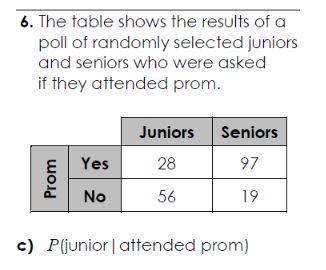 The table shows the result of a poll of randomly selected juniors ad seniors who were asked if they