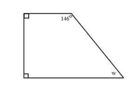What is the measurement of angle W in the shape below? You must include the units.