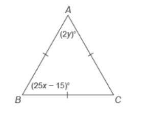 Solve for x and y in the figure below A. x = 3 and y = 30 B. x = 60 and y = 60 C. x = 4 and y = 30 D