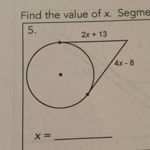 Find the value of c. segments that appear to be tangent are tangent