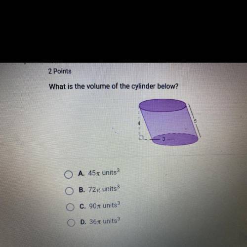 Find the volume of the cylinder below?