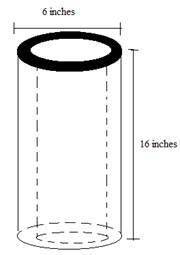 A cylindrical piece of iron pipe is shown below. The wall of the pipe is 1.25 inch thick: The figure