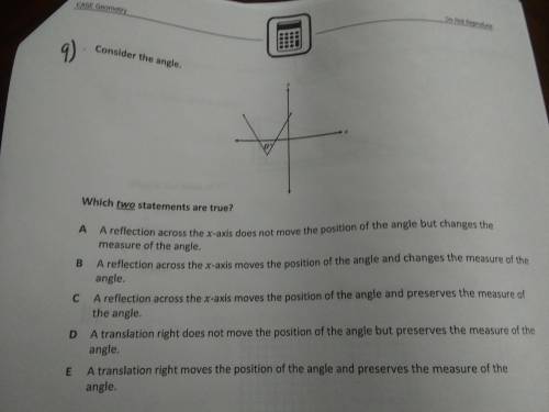 Consider the angle. Which TWO statements are true?