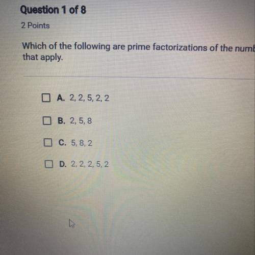 Which of the following are prime factorizations of the number 80? Check all that apply.